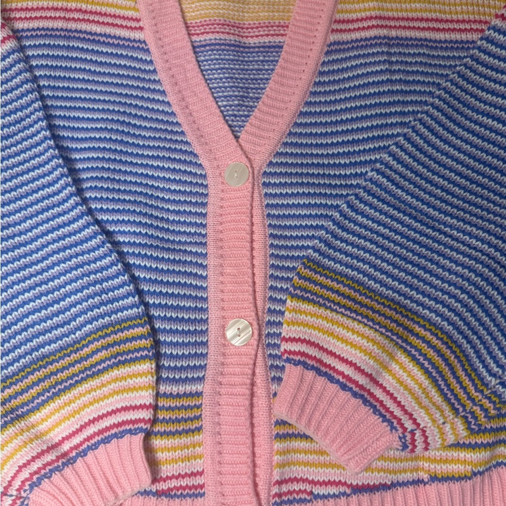 PINK‎ Victoria's Secret Pastel Striped Cardigan size S fits oversized. Casual - Picture 2 of 9